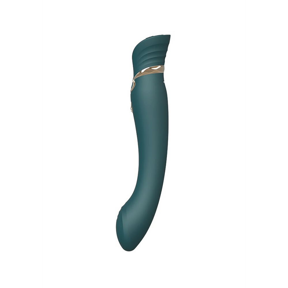 ZALO Queen Luxe G-spot vibrator jewel groen, gebogen siliconen vibrator voor gerichte stimulatie, op wit