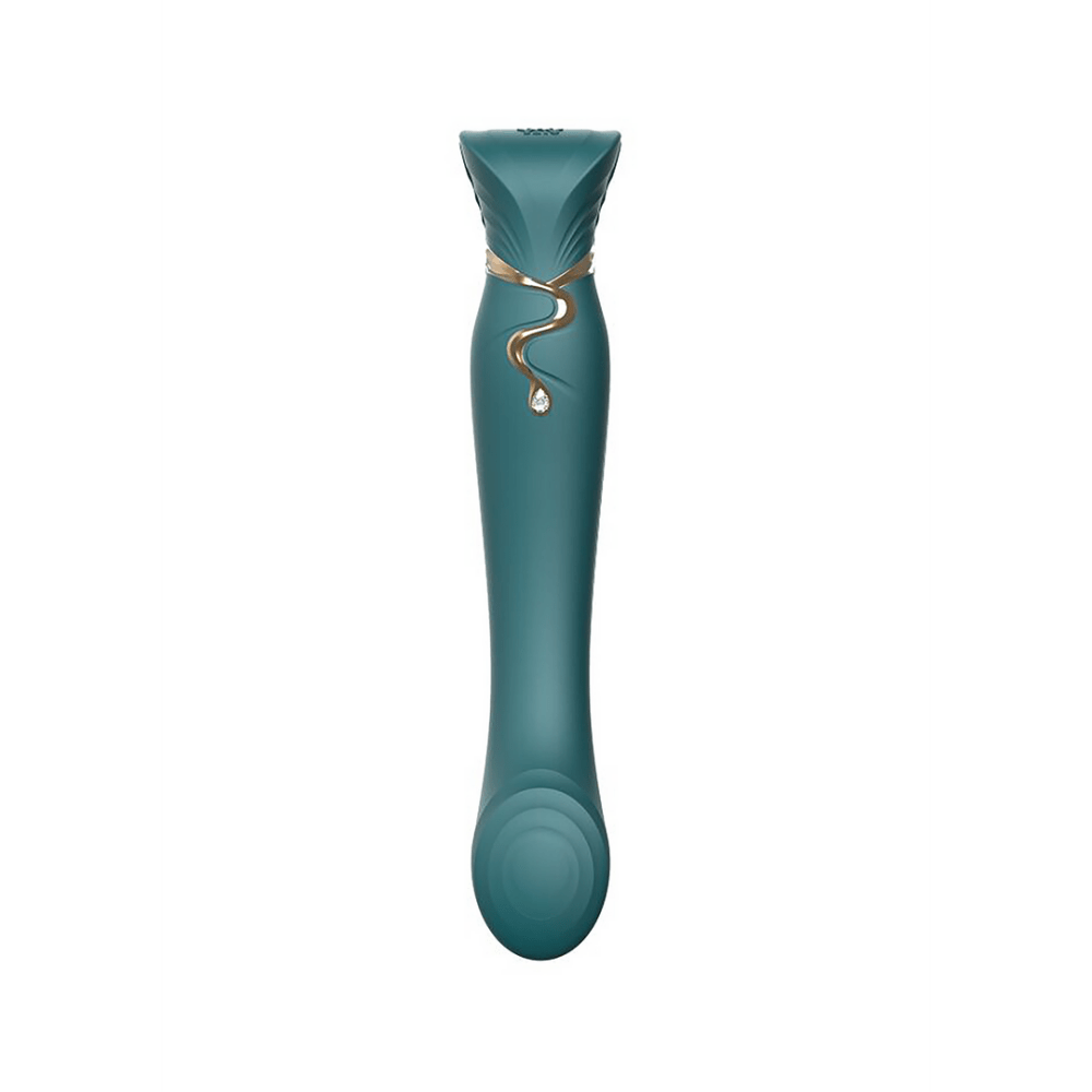 ZALO Queen Luxe G-spot vibrator jewel groen, detail van de tip en vorm, close-up op witte achtergrond