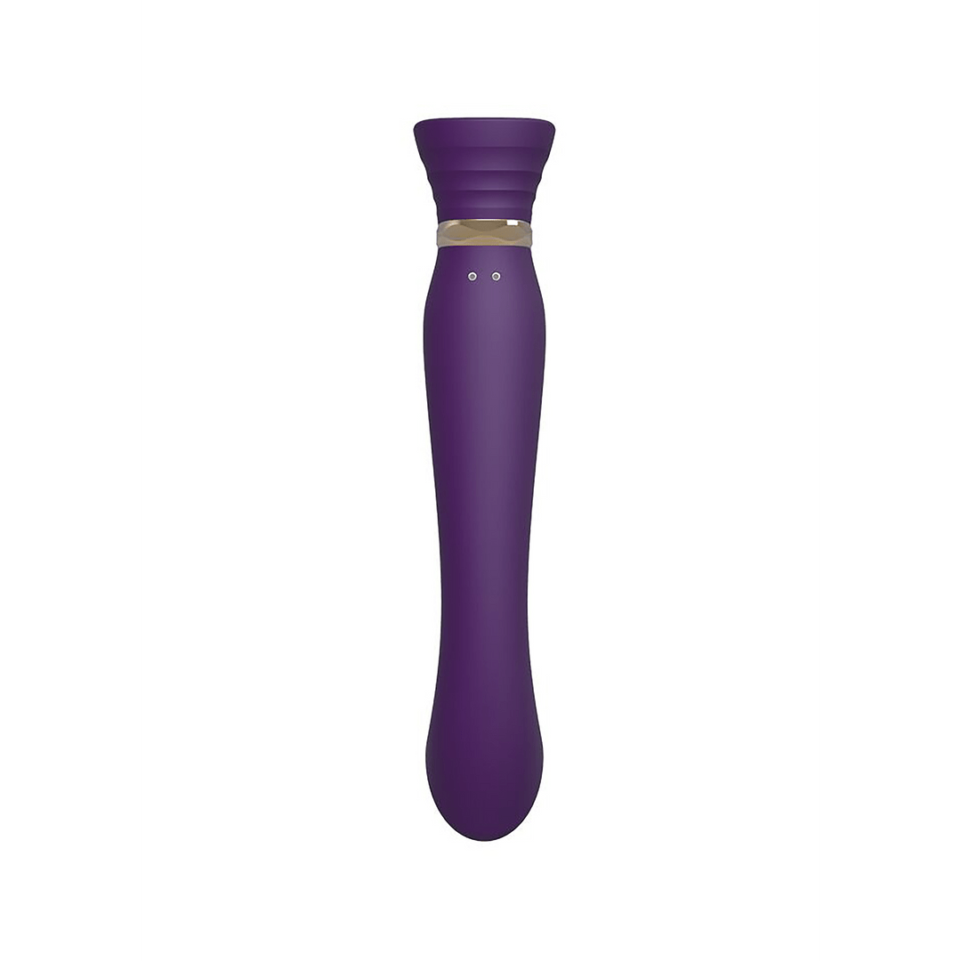 ZALO Queen Luxe G-spot vibrator twilight paars, vooraanzicht van gebogen siliconen vibrator, op wit