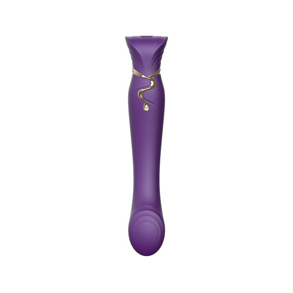 ZALO Queen Luxe G-spot vibrator twilight paars, zijaanzicht met ergonomische curve, op witte achtergrond