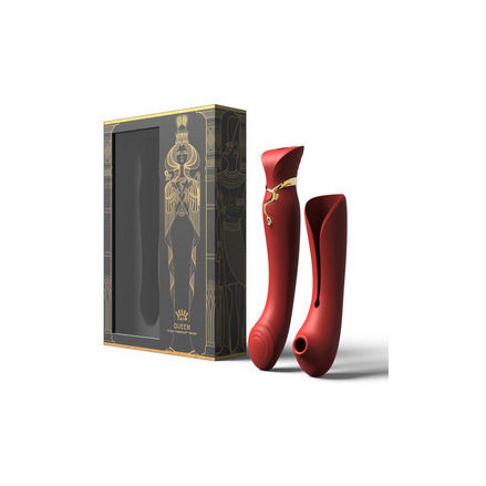 ZALO Queen G-spot Vibrator &amp; Air Pulse Stimulator | Wine Red