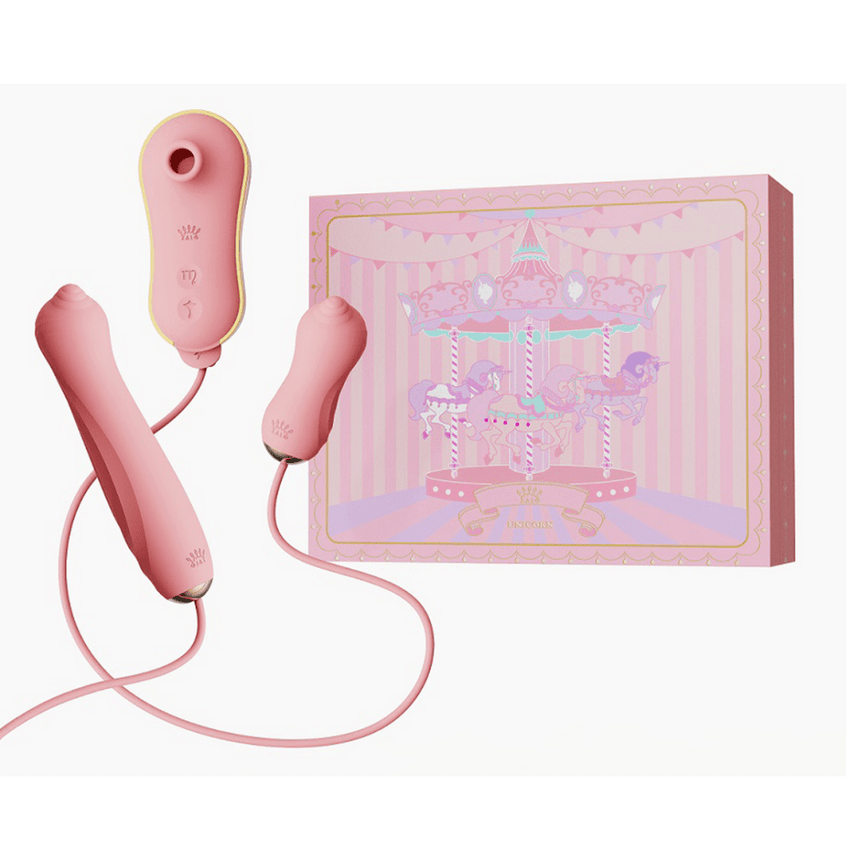 ZALO siliconen zuigvibrator met pomp, roze product naast verpakking, clitorisstimulator met accessoire