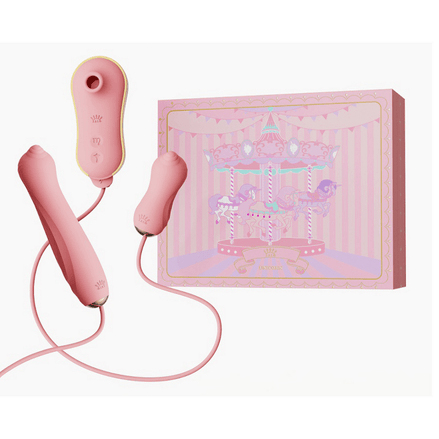 ZALO siliconen zuigvibrator met pomp, roze product naast verpakking, clitorisstimulator met accessoire