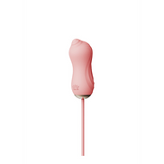 ZALO zuigvibrator met pomp en snoer, roze siliconen stimulator met smalle opzetkop, vrijstaand productbeeld