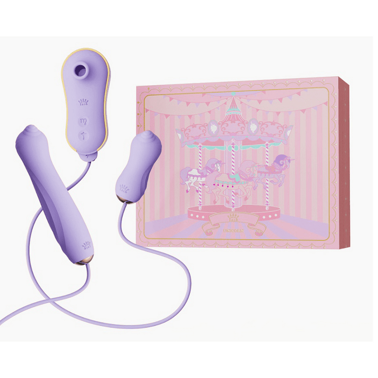 Zalo Unicorn Vibrator Set met pomp en opzetstukken | Berry Violet