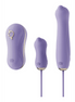 ZALO Unicorn vibrator set bessenviolet, mini vibrators en verwisselbare koppen, setoverzicht op witte achtergrond