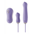 ZALO Unicorn vibrator set bessenviolet, mini vibrators en verwisselbare koppen, setoverzicht op witte achtergrond