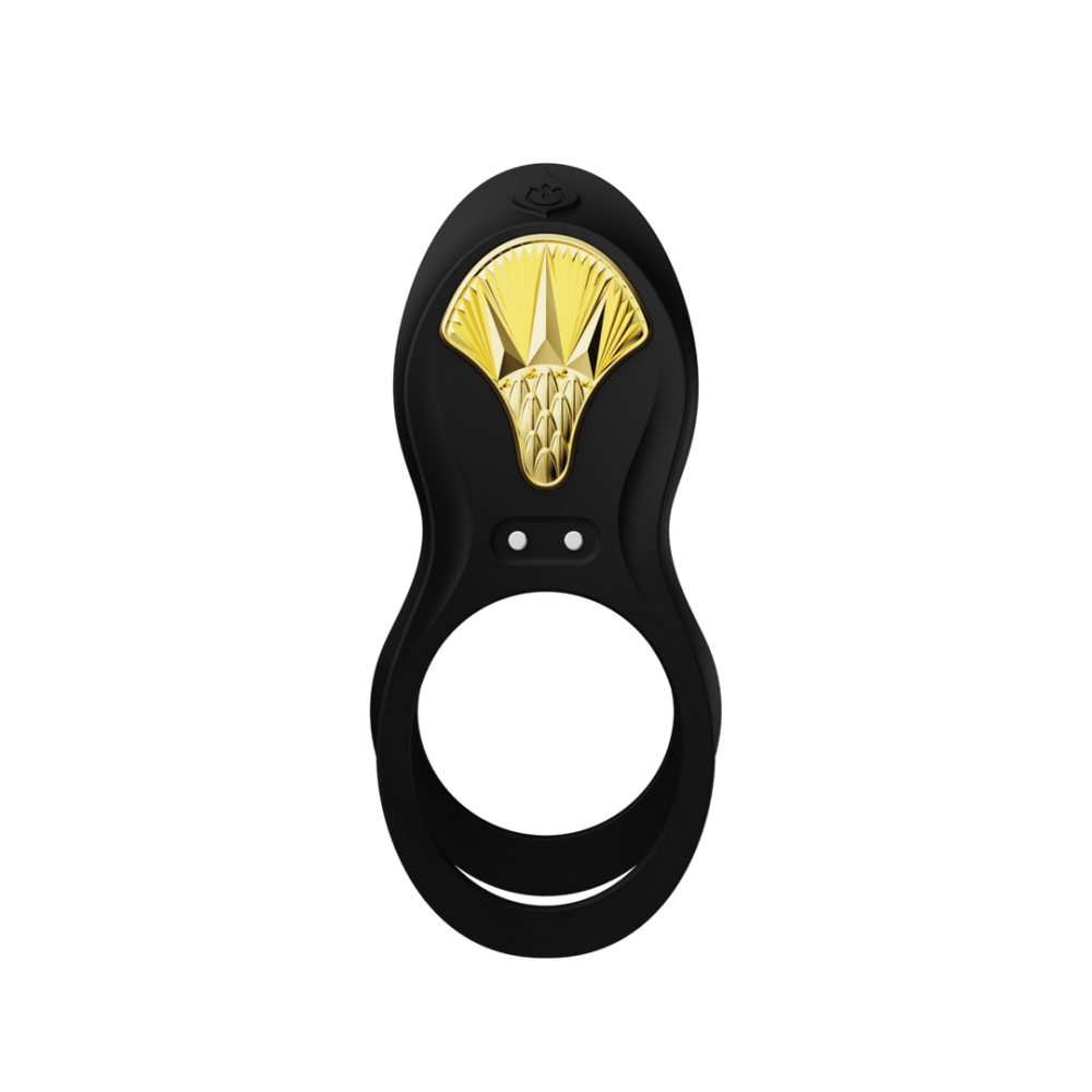 ZALO BAYEK draagbare vibrator obsidian zwart, wearable vibe met afstandsbediening, vooraanzicht op wit