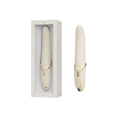 ZALO EVE Oral Pleasure vibrator ivoorwit, set met case en accessoires, productoverzicht op witte achtergrond