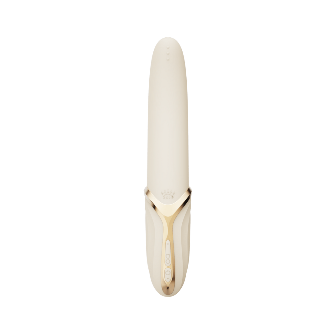 ZALO EVE Oral Pleasure stimulator ivoorwit, vooraanzicht, slanke body met zachte siliconen tip en bediening