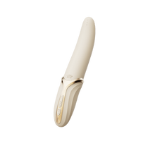 ZALO EVE Oral Pleasure vibrator ivoorwit, clitoris stimulator met tongvormige tip, schuin vooraanzicht