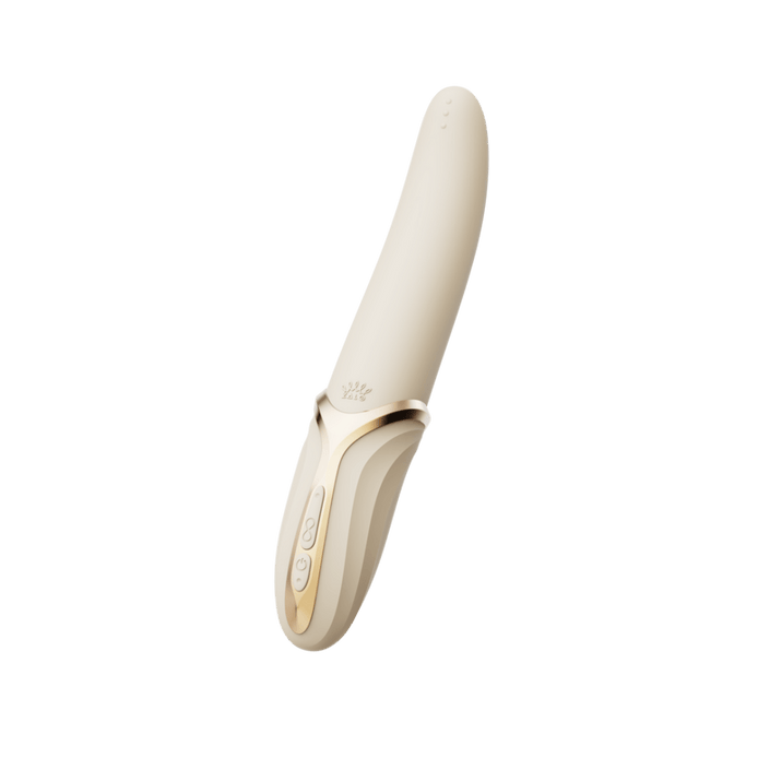 ZALO EVE Oral Pleasure vibrator ivoorwit, clitoris stimulator met tongvormige tip, schuin vooraanzicht