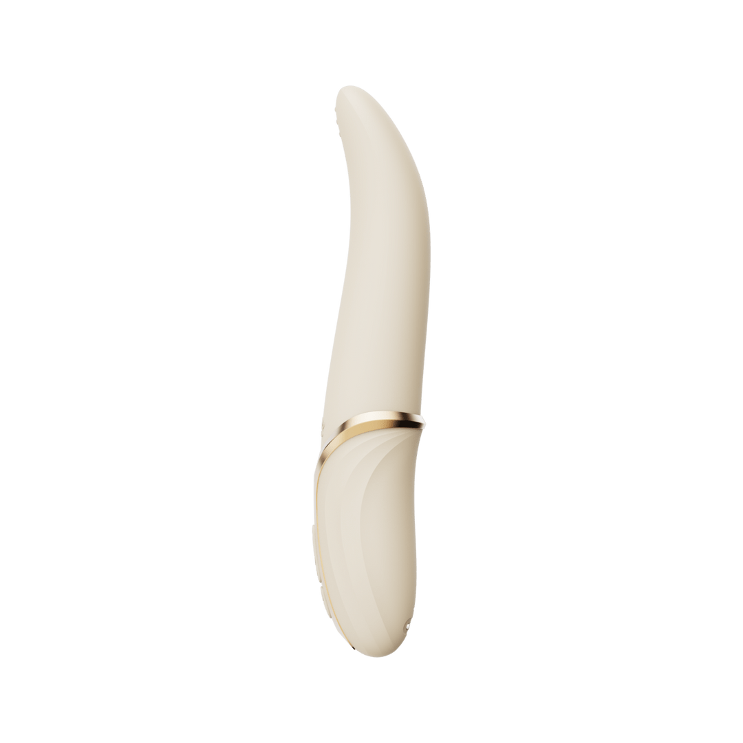 ZALO EVE Oral Pleasure vibrator ivoorwit, zijaanzicht, ergonomische vorm met tongtip voor gerichte stimulatie