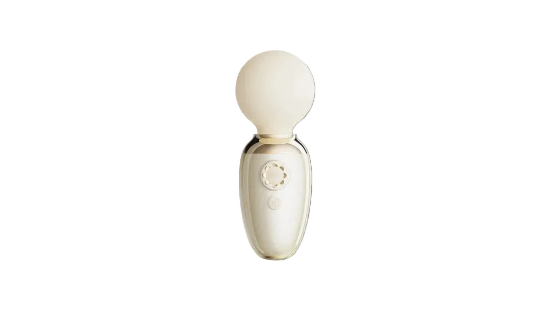 ZALO Ava mini wand vibrator in ivoorwit, voorkant met bedieningsknoppen