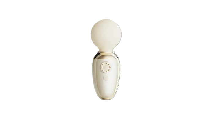 ZALO Ava mini wand vibrator in ivoorwit, voorkant met bedieningsknoppen