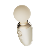 ZALO Ava Smart Wand Massager ivoorwit, mini wand vibrator met verwarmfunctie, vooraanzicht op witte achtergrond
