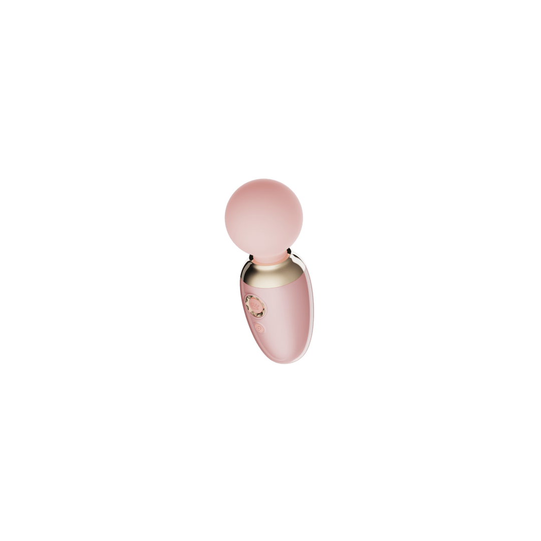 ZALO Ava Smart Wand Massager sakura roze, mini wand vibrator met verwarmfunctie, vooraanzicht op wit