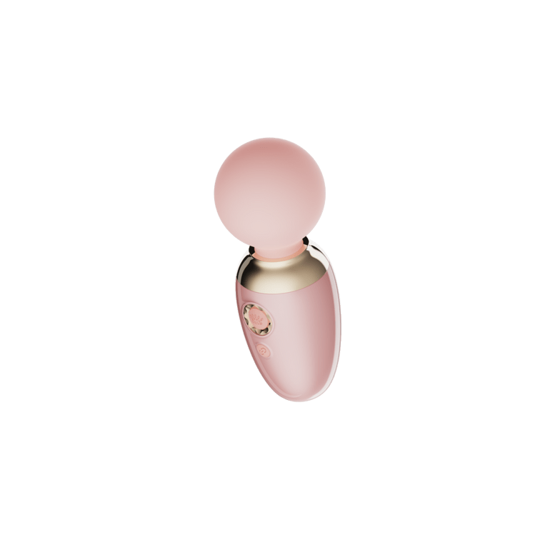 ZALO Ava Smart Wand Massager sakura roze, mini wand vibrator met verwarmfunctie, vooraanzicht op wit