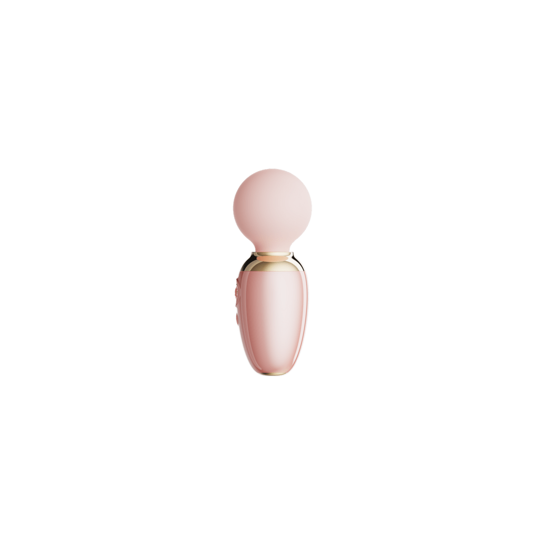 ZALO Ava Smart Wand Massager sakura roze, zijaanzicht, compacte wand met ronde massagekop, studio foto