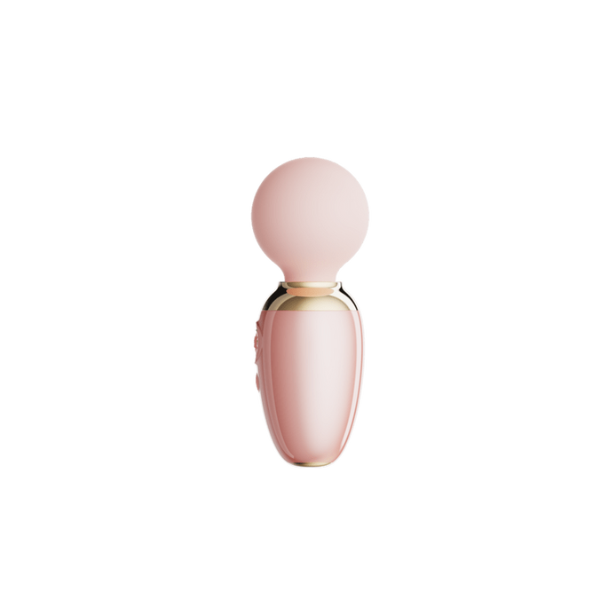 ZALO Ava Smart Wand Massager sakura roze, zijaanzicht, compacte wand met ronde massagekop, studio foto