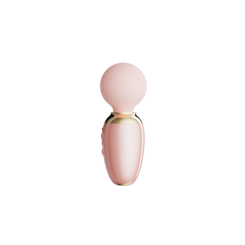 ZALO Ava Smart Wand Massager sakura roze, zijaanzicht, compacte wand met ronde massagekop, studio foto