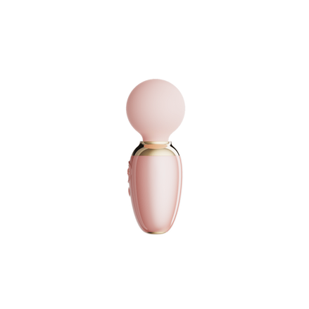 ZALO Ava Smart Wand Massager sakura roze, zijaanzicht, compacte wand met ronde massagekop, studio foto