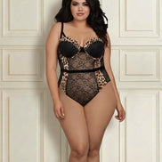 Dreamgirl Lace & Mesh Teddy 2X Black
