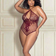 Mapalé floral fishnet bodysuit cherry red Size 1XL/2XL