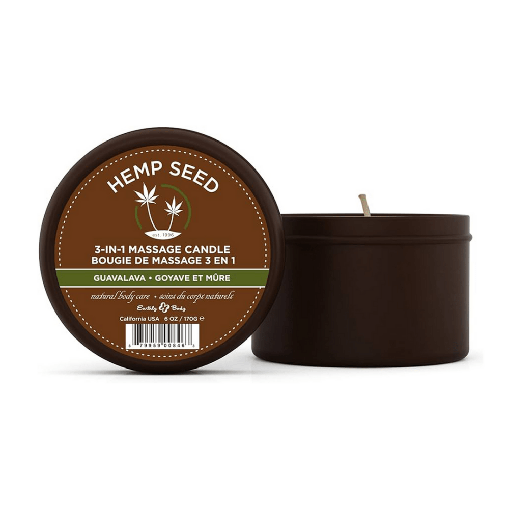 Earthly Body Guavalava Massagekaars 170 g, 3-in-1 hennepzaadolie kaars, smelt tot warme massageolie
