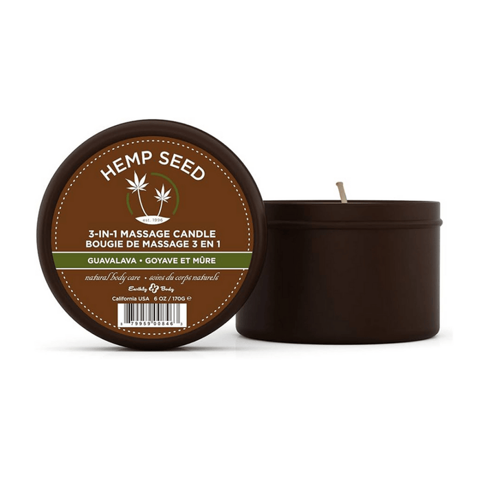 Earthly Body Guavalava Massagekaars 170 g, 3-in-1 hennepzaadolie kaars, smelt tot warme massageolie