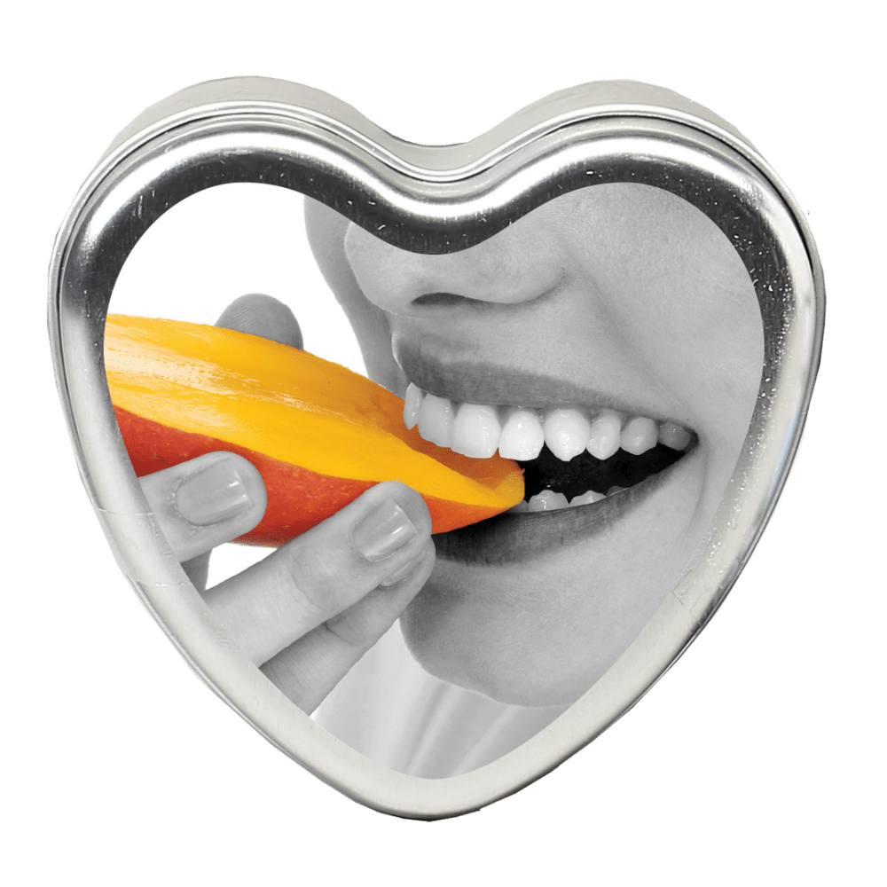 Earthly Body Mango massagekaars 113 g eetbaar hart, warme massageolie met mangogeur voor sensuele massage