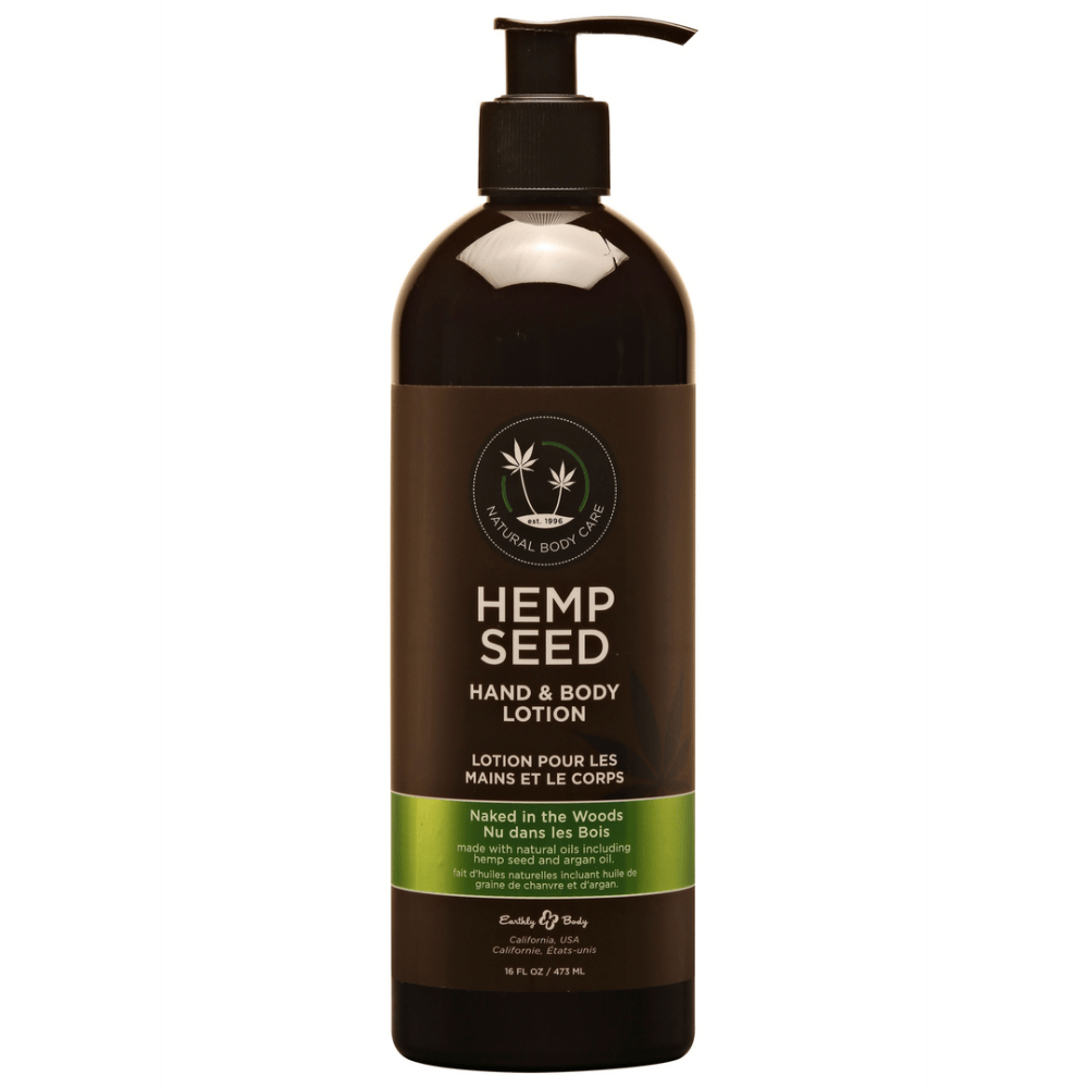 Earthly Body Naked in the Woods hand en body lotion 473 ml, hydraterende lotion met warme houtgeur voor zachte huid en handen