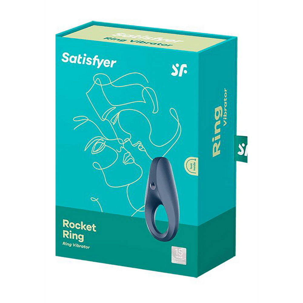 Verpakking Satisfyer Rocket Ring cockring donkerblauw, originele doos op witte achtergrond