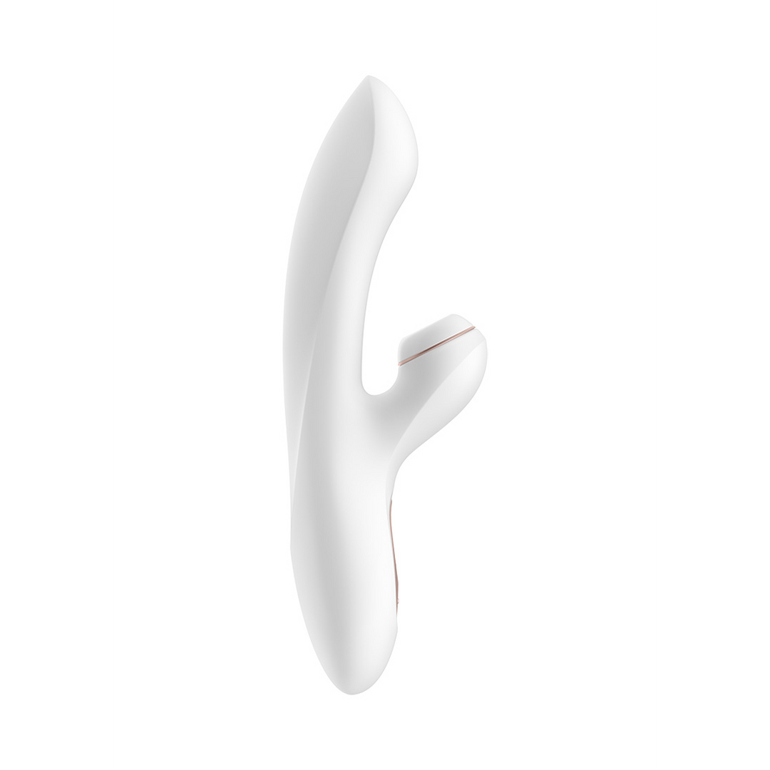 Satisfyer Pro+ G-Spot Air Pulse vibrator wit roségoud, dual stimulator, luchtpuls en G-spot, zijaanzicht