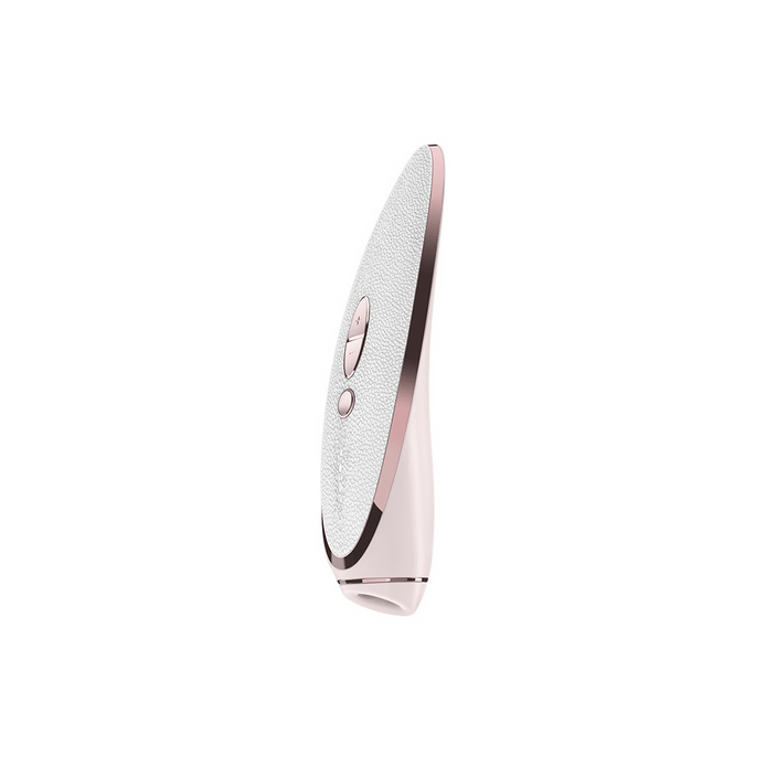Satisfyer Prêt-à-Porter Air Pulse vibrator wit roségoud, clitoris luchtpuls stimulator, productfoto zijaanzicht