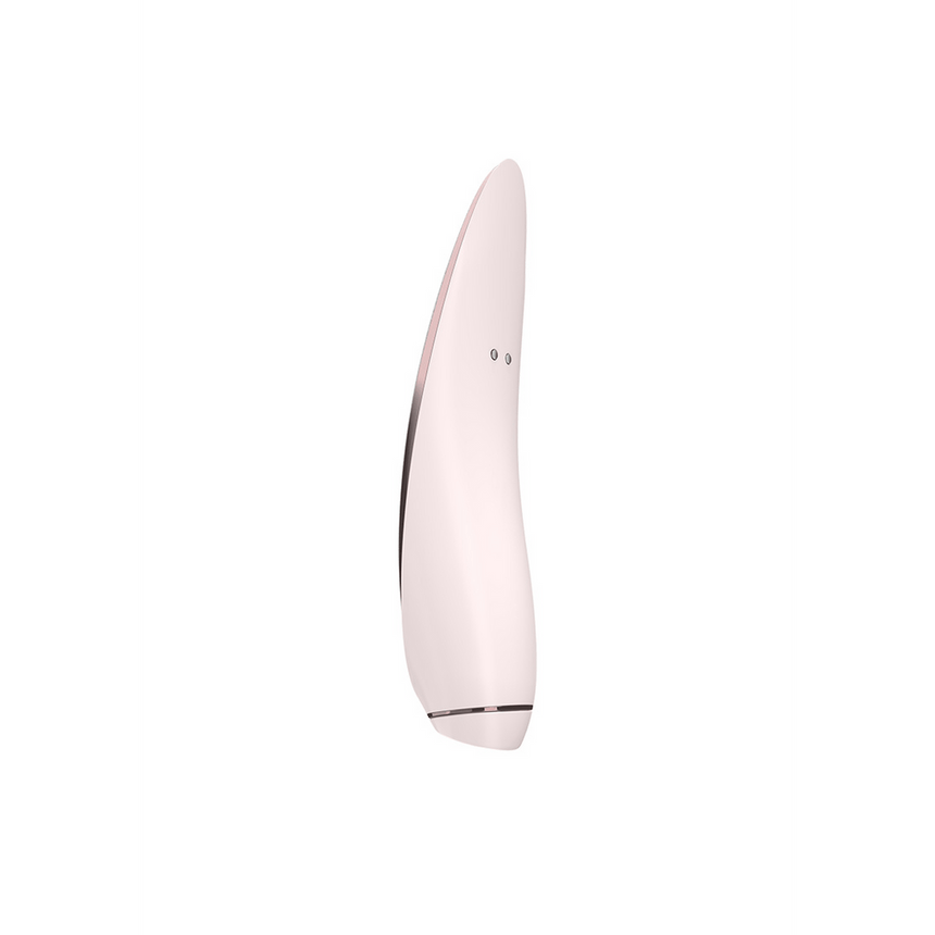 Satisfyer Prêt-à-Porter Air Pulse stimulator wit roségoud, schuin vooraanzicht, luxe afwerking en siliconen kop