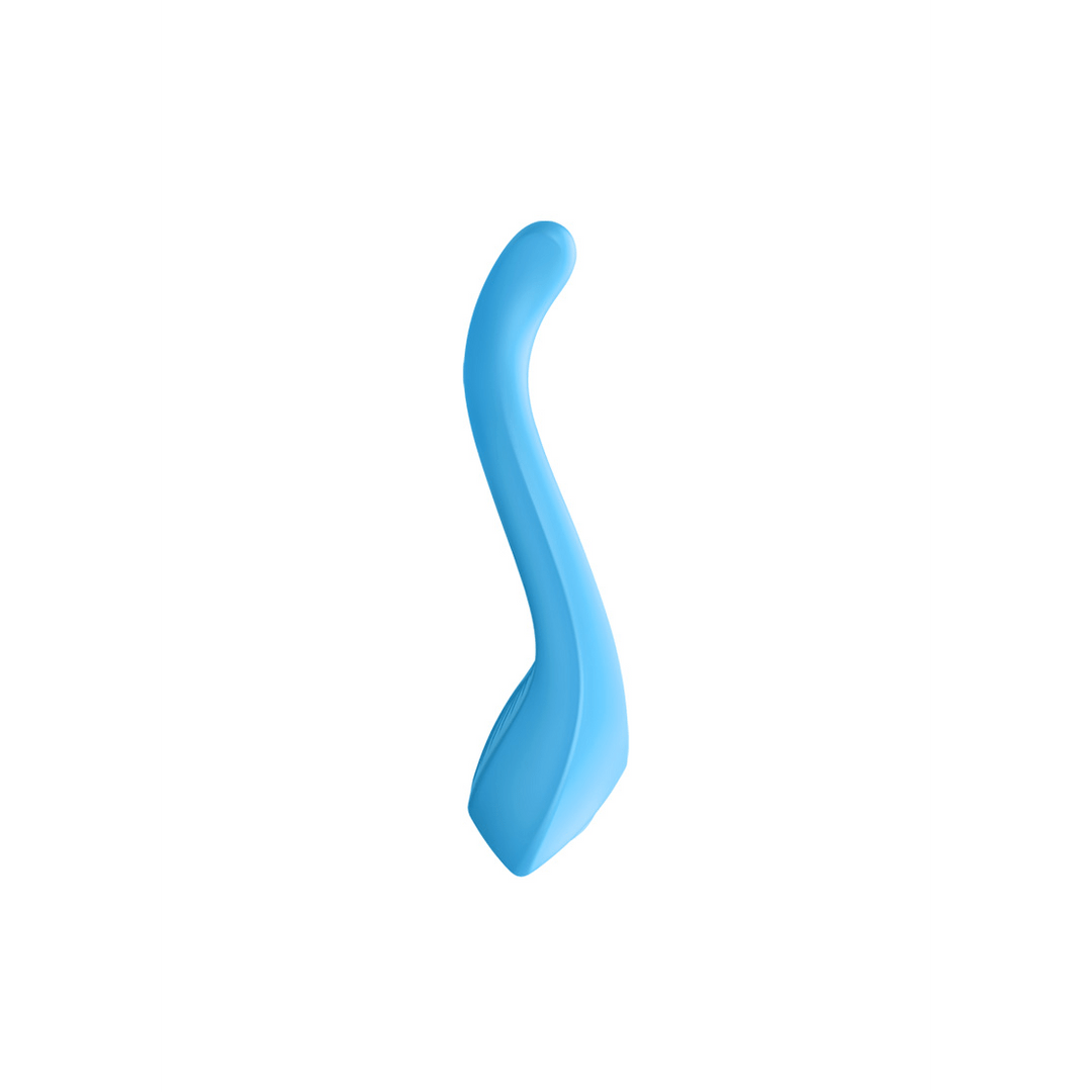 Satisfyer Endless Love multivibrator lichtblauw, zijaanzicht, slank ergonomisch profiel, productfoto