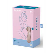 Verpakking Satisfyer Pro 2 Air Pulse stimulator lichtgoud, originele doos op witte achtergrond