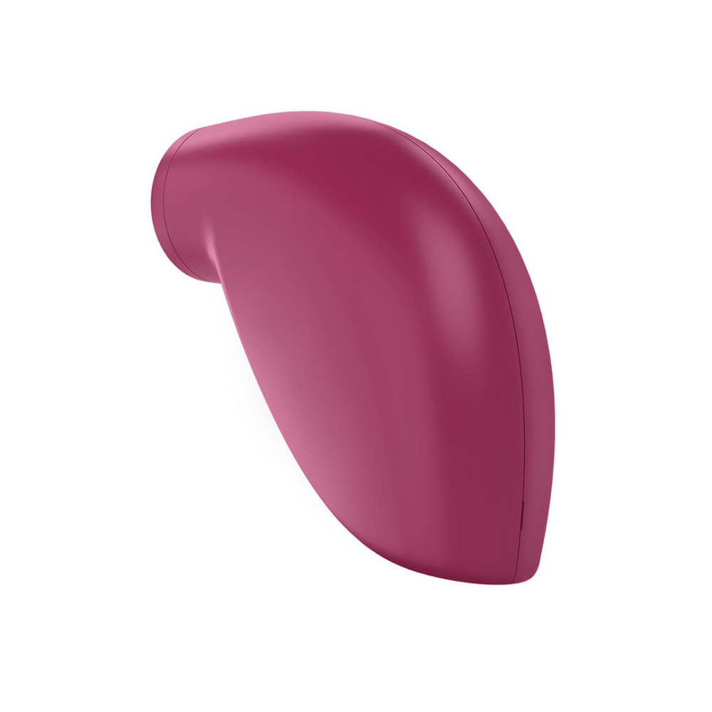Satisfyer One Night Stand Air Pulse stimulator paars, zijaanzicht, compact en ergonomisch siliconen design