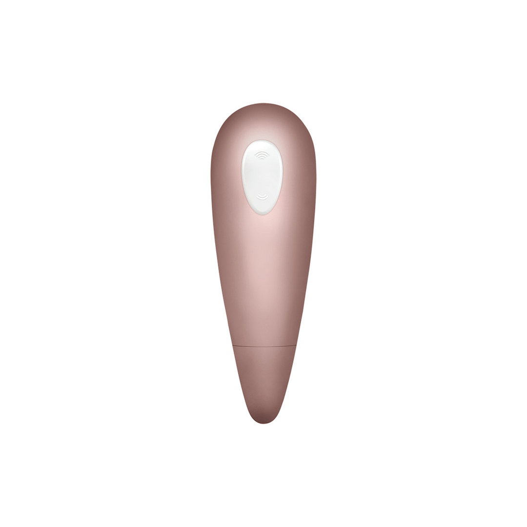 Satisfyer Number 1 Air Pulse stimulator lichtgoud, achteraanzicht, slanke ergonomische vorm, siliconen finish