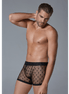 Allure Star Shorts heren boxershort in maat L/XL, zwart transparant model met sterrenpatroon, gedragen in vooraanzicht