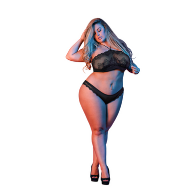 Magic Silk Halter Bandeau en Panty Set Zwart Maat 2X
