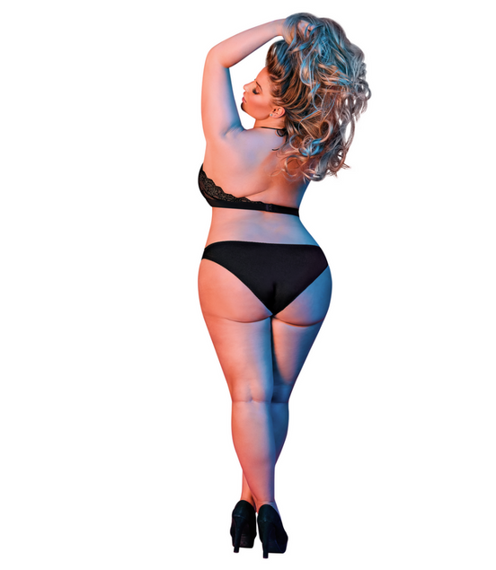Magic Silk Halter Bandeau en Panty Set Zwart Maat 2X