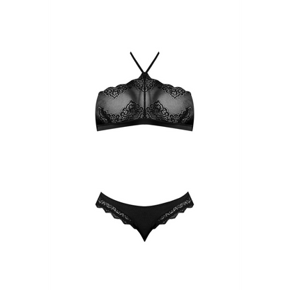 Magic Silk Halter Bandeau en Panty Set Zwart Maat 2X