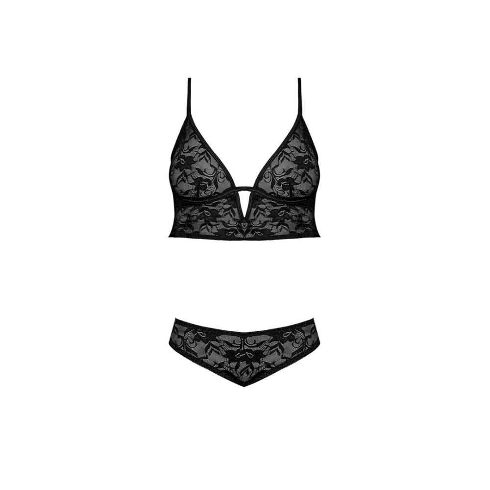 Magic Silk Exposed bralette set S/M with black lace briefs