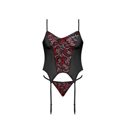 Magic Silk Merry Widow Set met Jarretels en G-String Zwart Maat 2X