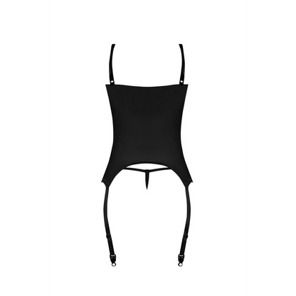 Magic Silk Merry Widow Set met Jarretels en G-String Zwart Maat 2X