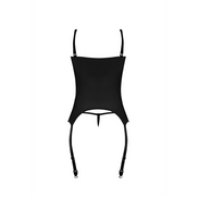 Magic Silk Merry Widow bustier met string set zwart, maat L/XL, los gefotografeerd op witte achtergrond