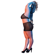 Magic Silk Halter Crop Top & Minirok Set 2X Zwart