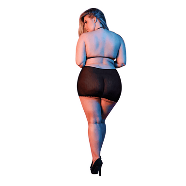 Magic Silk Halter Crop Top & Minirok Set 2X Zwart